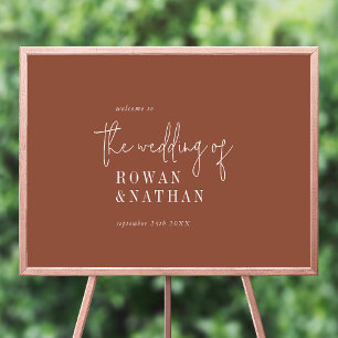 Poster Moderne Chic Terracotta Printemps Mariage Bienvenu