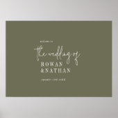 Poster Moderne Chic Vert Olive Mariage Bienvenue Imprimab (Devant)