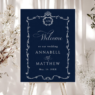 Poster Moderne Classique Mariage Français Bleu Marine Bie