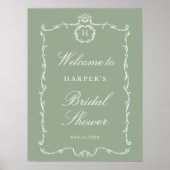 Poster Moderne Classique Mariage Français Sauge Vert (Devant)