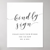 Poster Moderne Clligraphie Mariage Livre d'invité Kindly  (Devant)