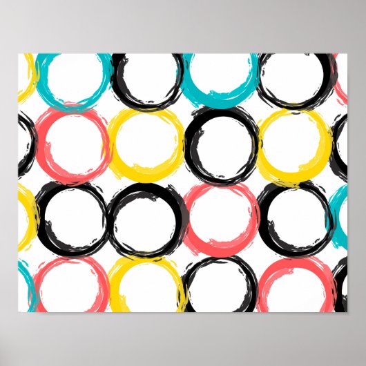Poster Moderne, coloré, cool, unique, cercles tendance (Devant)