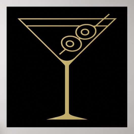 Poster Moderne de milieu de siècle Or 2 Martini olive (Devant)