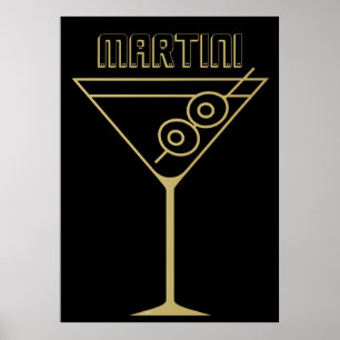 Poster Moderne de milieu de siècle Or 2 Martini olive