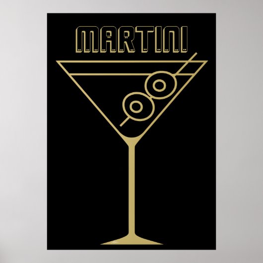 Poster Moderne de milieu de siècle Or 2 Martini olive (Devant)