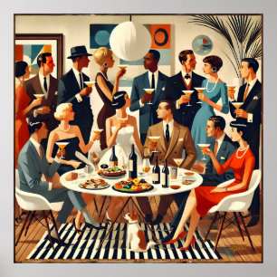 Poster Moderne Du Milieu Du Siècle Le Martini Intellectue