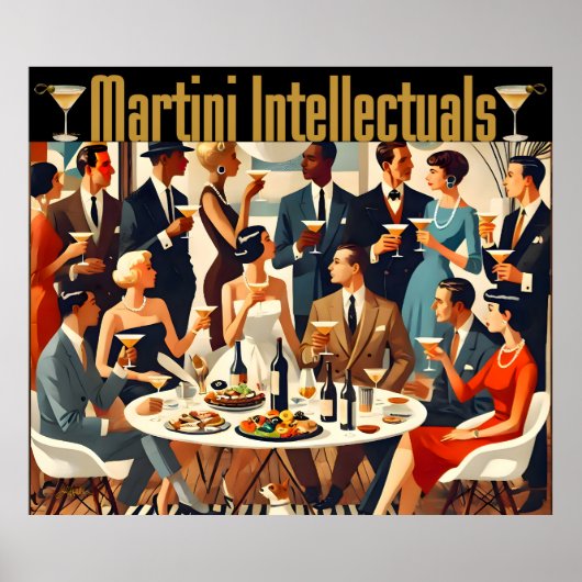 Poster Moderne du Milieu du Siècle Les Intellectuels Mart (Devant)