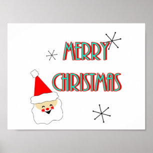 Poster moderne du milieu du siècle santa claus joyeux noë