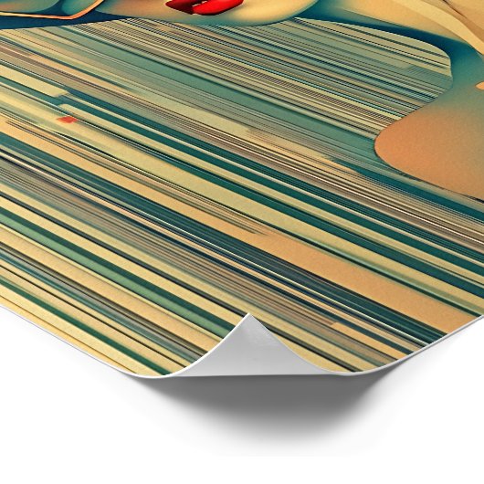 Poster Moderne élégant Arc-en-ciel Abstraite belle femme (Coin)