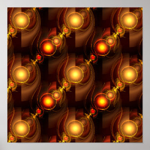 Poster Moderne Élégant Bohème Doré Motif d'Art Abstrait #