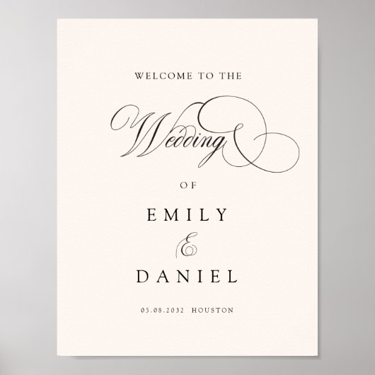 Poster Moderne, élégant, écriture manuscrite, mariage (Devant)