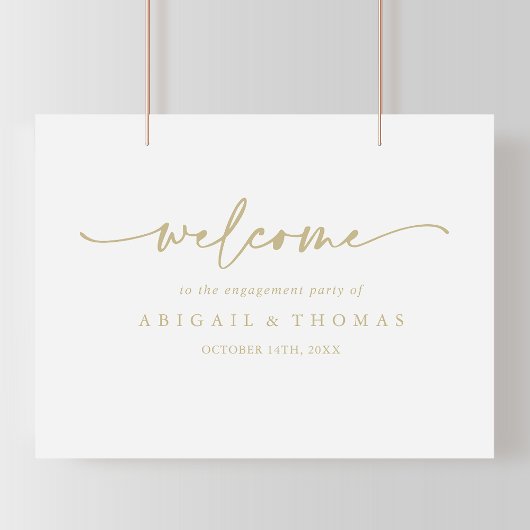 Poster Moderne Élégant Or Fête de Fiançailles Bienvenue 