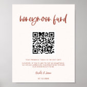 Poster Moderne élégant rose neige Honeymoon fund Code QR (Devant)