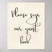 Poster Moderne Élégant S'il vous plaît signer Guest Book (Devant)