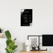 Poster Moderne, élégante fleurs blanches, liste de prix (Bureau à domicile)