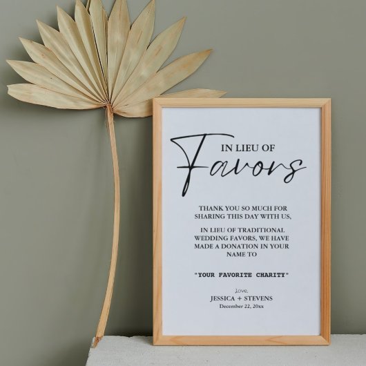 Poster Moderne en lieu et place de faveurs don de la char