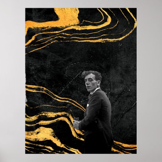 Poster Moderne esthétique marbrée découpée noire (Devant)