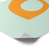 Poster Moderne et élégant Aqua Turquoise Orange Abstrait  (Coin)