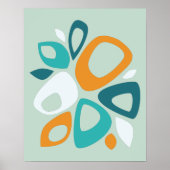 Poster Moderne et élégant Aqua Turquoise Orange Abstrait  (Devant)