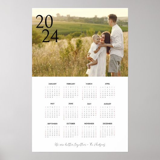 Poster Moderne et élégant Calendrier photo 2024 année com (Devant)