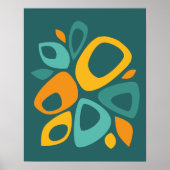 Poster Moderne et élégant Turquoise Marigold Mustard Abst (Devant)
