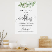 Poster Moderne et rustique verdure mariage à fleurs accue (Cuisine)