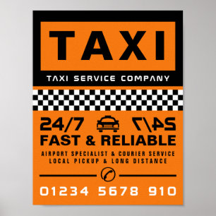 Poster Moderne et tendance, Taxi Cabine firme publicité