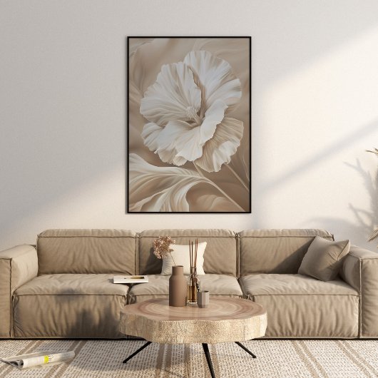 Poster Moderne Fleur Beige Art esthétique Mur