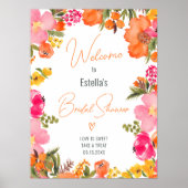 Poster Moderne fleurs audacieuses script douche nuptiale  (Devant)