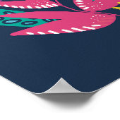 Poster moderne florale bleu botanique simple (Coin)