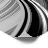 Poster Moderne Fractal noir blanc métal Nautilus Swirl (Coin)
