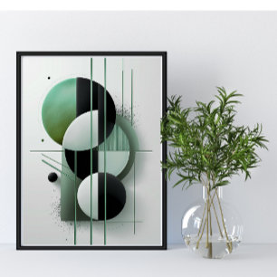 Poster Moderne géométrique Abstrait vert Élégant minimali