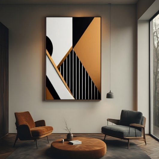 Poster Moderne Géométrique Abstraite Noir et Brun Clair