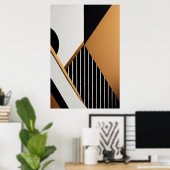 Poster Moderne Géométrique Abstraite Noir et Brun Clair (Bureau à domicile)