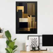 Poster Moderne Géométrique Abstraite Or Noir (Bureau à domicile)