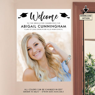 Poster Moderne Graduate Welcome Photo Simple Script