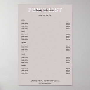 Poster Moderne grijze prijslijst