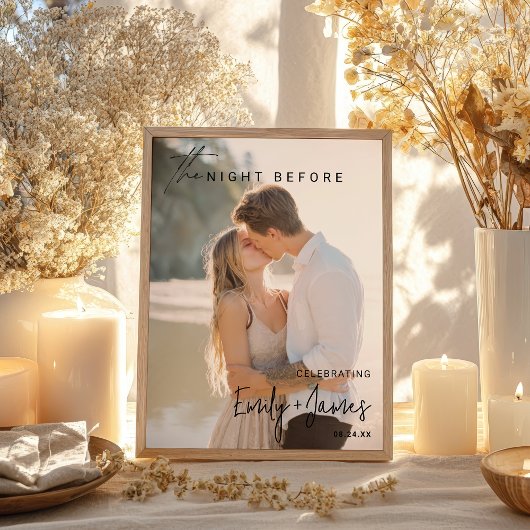 Poster Moderne la nuit avant photo fiançailles accueil