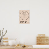 Poster Moderne ligne simple Art noir & blanc, Boho Chic (Cuisine)