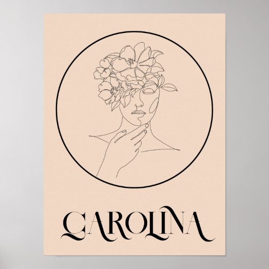 Poster Moderne ligne simple Art noir & blanc, Boho Chic (Devant)