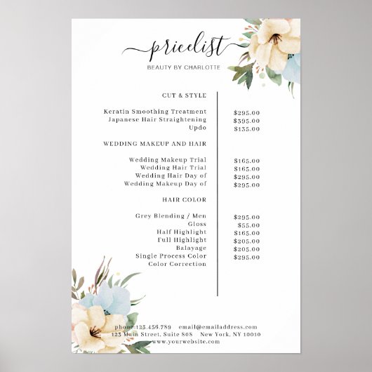 Poster Moderne lijst met Floral prijzen (Voorkant)