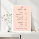 Poster Moderne, Line Art, Femme, Feuilleté, Salon, Prix<br><div class="desc">Moderne, Art De Ligne, Femme, Feuilleté, Salon, Poster De Prix Blanc.</div>