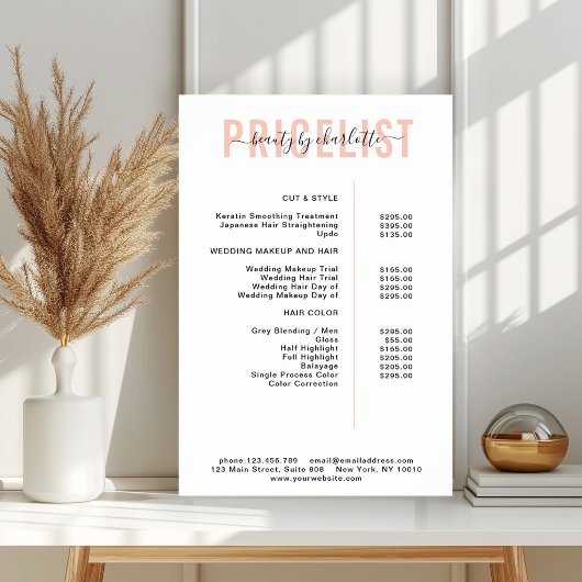 Poster moderne, liste de prix