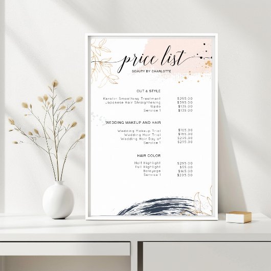 Poster moderne, liste de prix