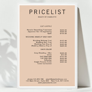 Poster moderne, liste de prix