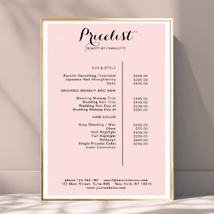 Poster moderne, liste de prix
