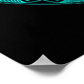 Poster Moderne Mandala Noir Turquoise Élégant (Coin)