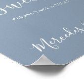 Poster Moderne Mariage Love Sweet Personnalisé Dusty Blue (Coin)