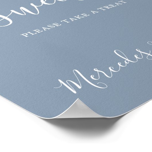 Poster Moderne Mariage Love Sweet Personnalisé Dusty Blue (Coin)