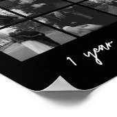 Poster Moderne Mariage Noir 1re Anniversaire 9-Photos (Coin)